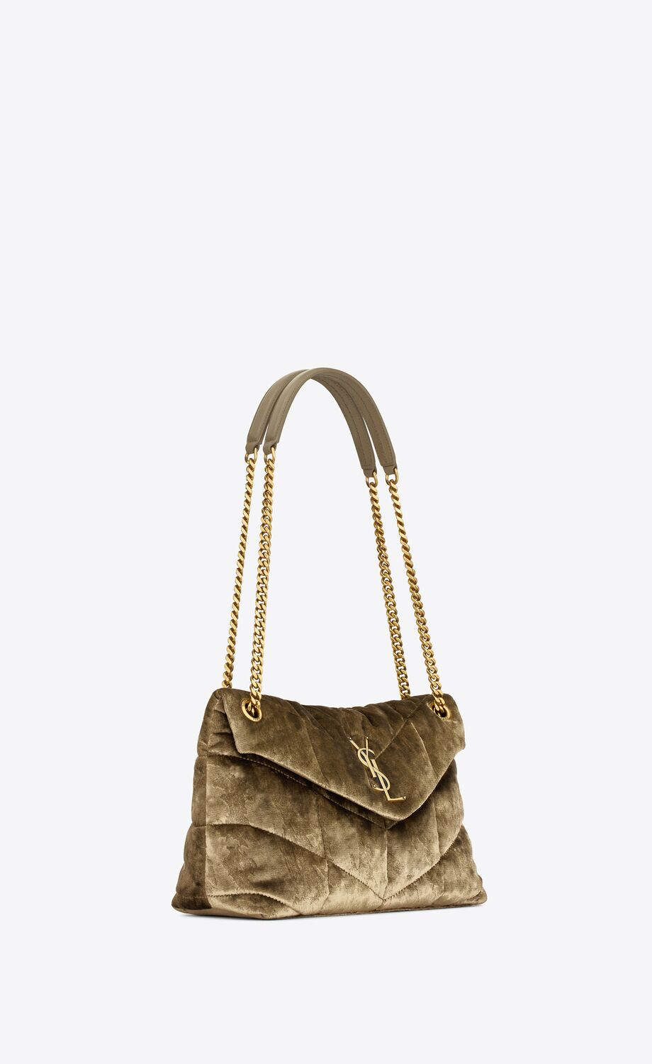 SMALL PUFFER IN QUILTED SHINY VELVET